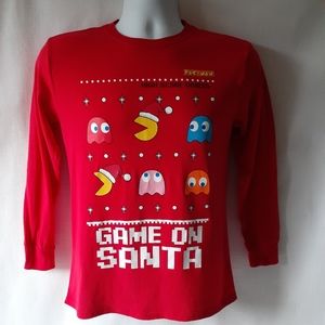 Pac-Man holiday-themed boys red long-sleeve t-shirt